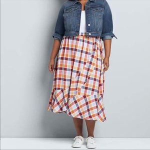 NWT Lane Bryant plaid ruffle womans skirt sz 22